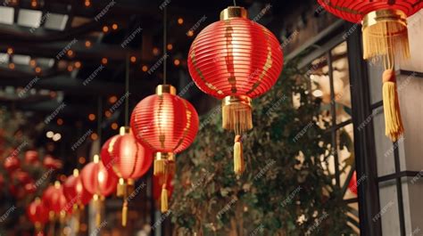 Premium AI Image | Traditional Chinese festival elements lanterns