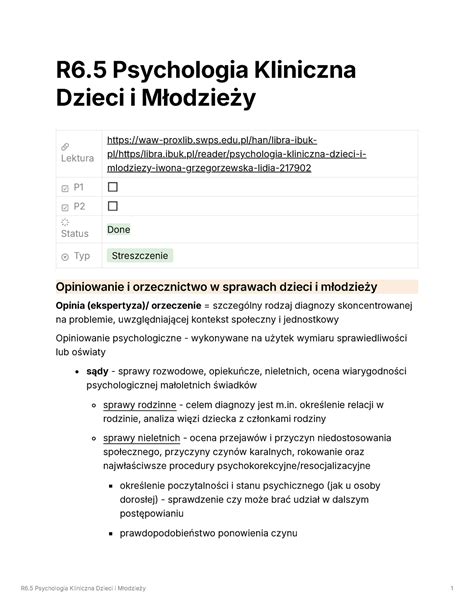 Psychologia Kliniczna Dzieci I M Odzie Y Rozdzia R