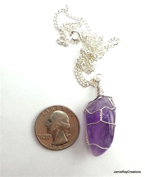 Wire Wrapped Amethyst Necklace Polished By Jamieraycreations