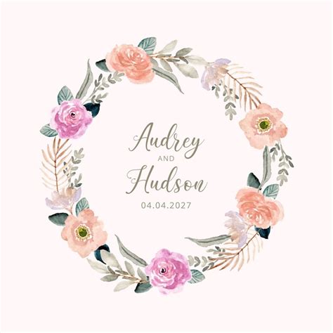 Premium Vector Pink Peach Floral Watercolor Wreath