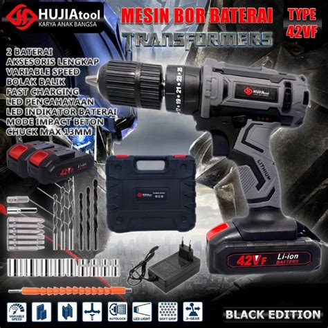 Jual Mesin Bor V Hujia Impact Drill Mm Full Fitur Fullset Cordless