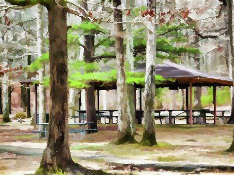 Pavilion at Cheaha state park Painting by Jeelan Clark - Pixels