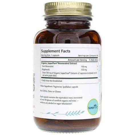 Superpure Resveratrol Organic Extract Capsules Pure Synergy