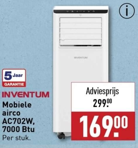 INVENTUM Mobiele Airco AC702W 7000 Btu Aanbieding Bij ALDI