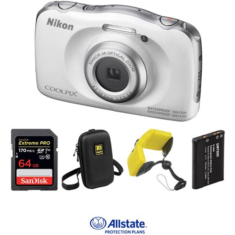 Nikon COOLPIX W100 Digital Camera Deluxe Kit (White) B&H Photo
