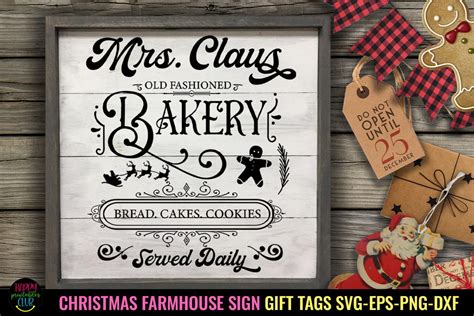 Mrs Claus Bakery Sign Svg I Farmhouse Christmas Sign Svg So Fontsy