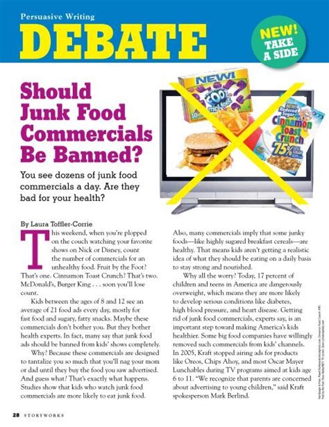 Should junk food commercials be banned from kids - Scholastic