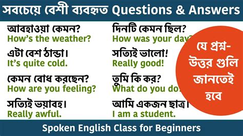 Most Common Questions And Answers In English Daily Use Questions And