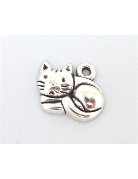 Breloques Pendentifs Petit Chat Paisible En M Tal Argent Mm