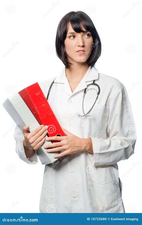 Caucasian Doctor With Folders Stock Photo Image Of Woman Good 10725680