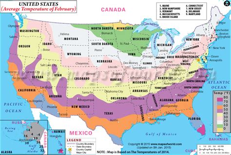 February Temperature US Map | US Map of February Temperature