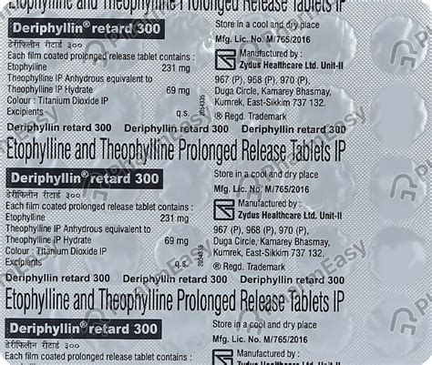 Deriphyllin Retard 300mg Strip Of 30 Tablets Uses Side Effects Price