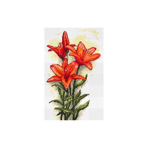 Cross Stitch Pattern PDF Red Lilies Coricamo