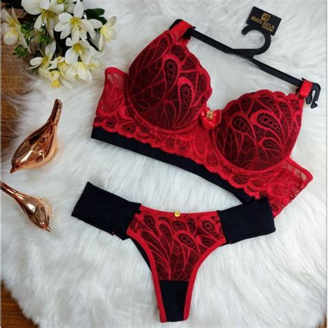 Conjunto Lingerie Renda Rendado Bicolor Calcinha Fio Duplo Moda