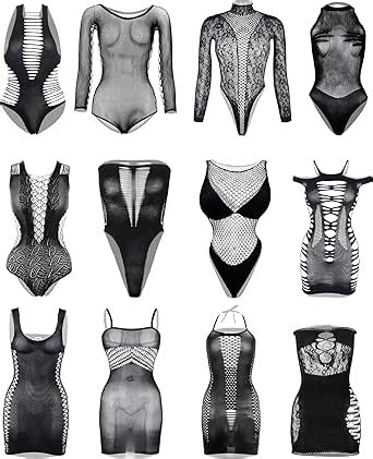 Amazon Tisancy 12 Pcs Women Fishnet Lingerie Dress Sexy Mesh Teddy