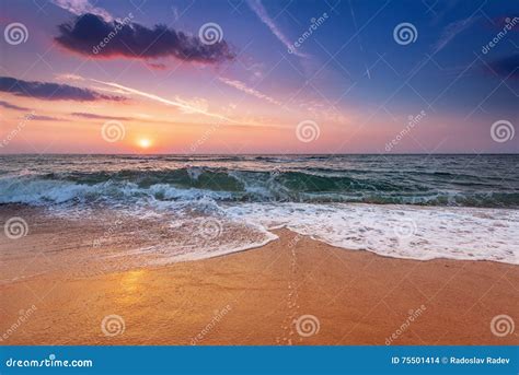 Sunrise Light On Ocean Waves Stock Photo Image Of Light Beach