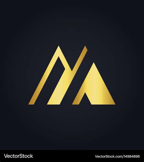 Letter M Colored Gold Logo Royalty Free Vector Image