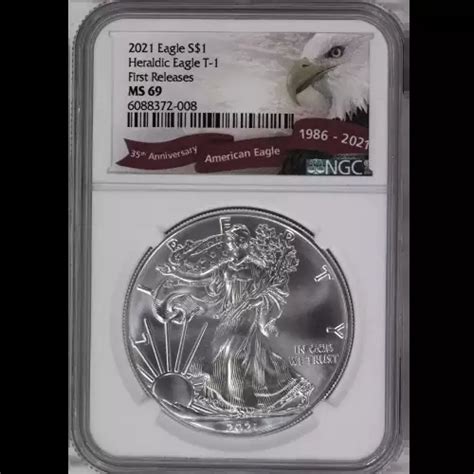 Bullion Silver Eagles Ngc Ms Heraldic Eagle T First Relea