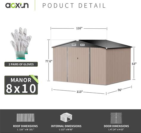 Aoxun Cobertizo De Almacenamiento Al Aire Libre Impermeable 8 X 10 Pies