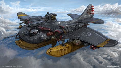 Artstation Usa Combat Water Plane Michal Kus Retro Futuristic