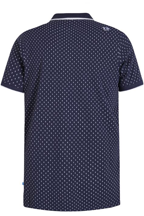 D555 Navy Patterned Polo Shirt BadRhino