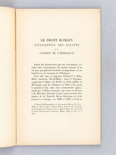 Le Droit Romain D Exposition Des Enfants Et Le Gnomon De L Idiologue