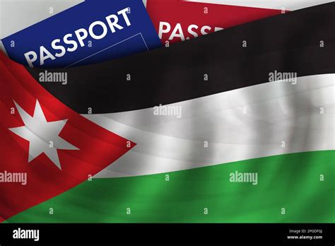 Jordanian Flag Background And Passport Of Jordan Citizenship Official Legal Immigration Visa