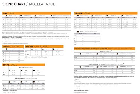 Cycling Wear Sizing Chart Santini Download Printable Pdf English