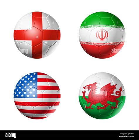 Soccer Balls With Group B Teams Flags Football Competition Qatar 2022