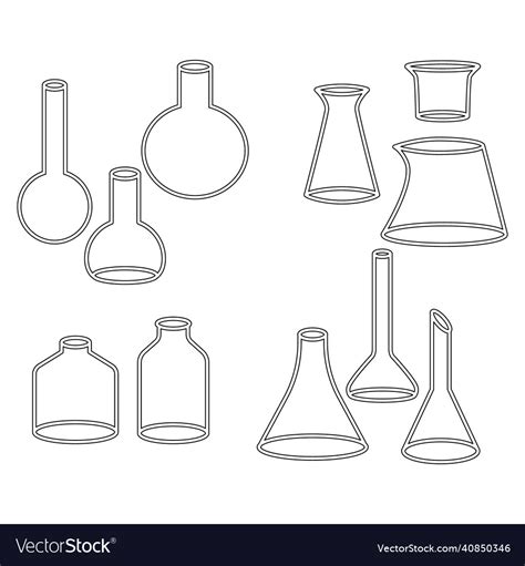 Chemical Test Tubes Icons Set Minimalist Simple Vector Image