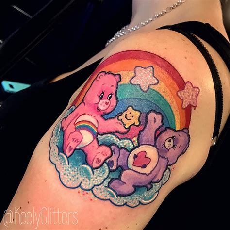 Colorful Care Bears tattoo ᴋᴇᴇʟʏ ɢʟɪᴛᴛᴇʀs on Instagram Care Bares