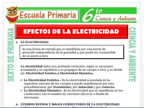 Efectos De La Electricidad Para Sexto De Primaria Escuela Primaria