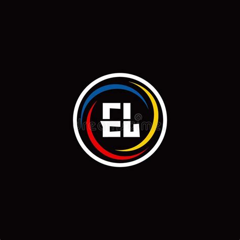 EL Monogram Logo Isolated On Circle Shape With 3 Slash Colors Rounded