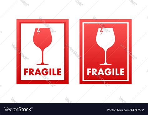 Fragile Red Icon Handle With Care Sign Label Vector Image