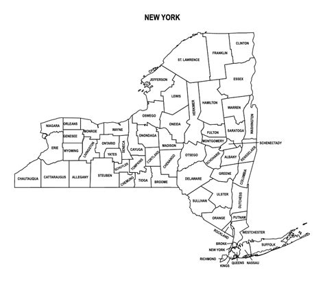 New York County Map Editable Printable State County Maps