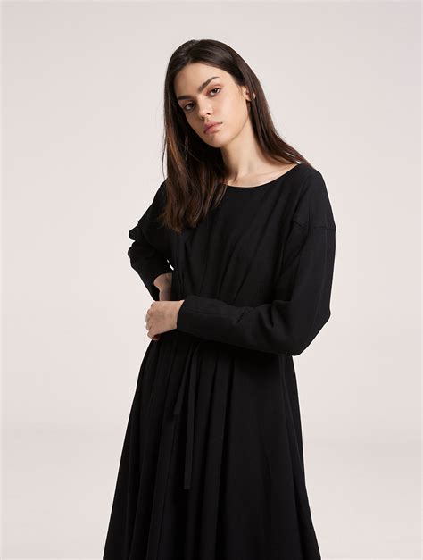 Boat Neck Long Sleeved Wool Dress Womens Dress Lattelierstore