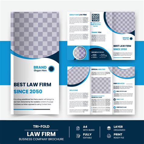 Law Firm Tri Fold Brochure Postcard Template Corporate Business