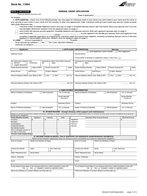 Standard Credit Application Fill Online Printable Fillable Blank