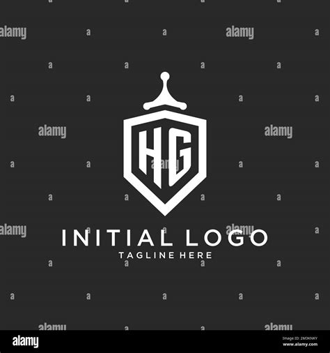 HG Monogram Logo Initial With Shield Guard Shape Design Ideas Stock