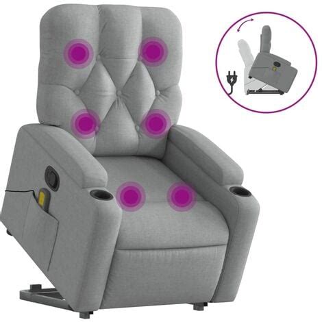 Fauteuil De Massage Inclinable Gris Clair Tissu Vidaxl