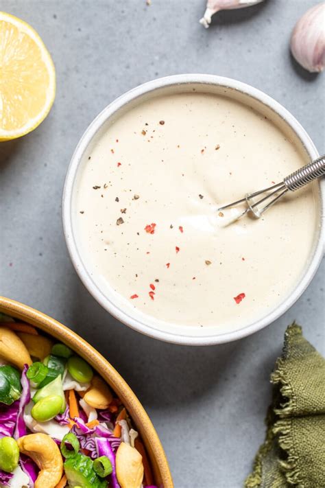 Easy Creamy Tahini Salad Dressing Oil Free Make It Dairy Free