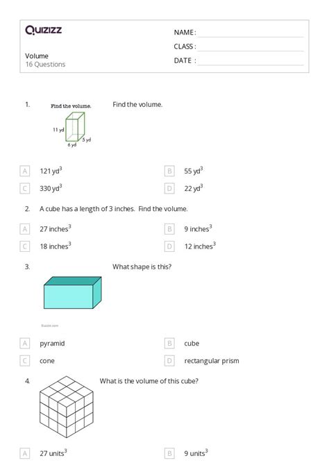 50 Volume Worksheets For 4th Grade On Quizizz Free And Printable