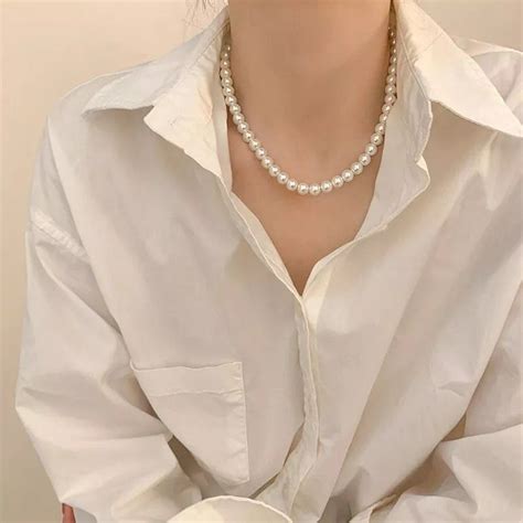 Kalung Mutiara Wanita Elegant Simple Polos Korean Style Classy Import