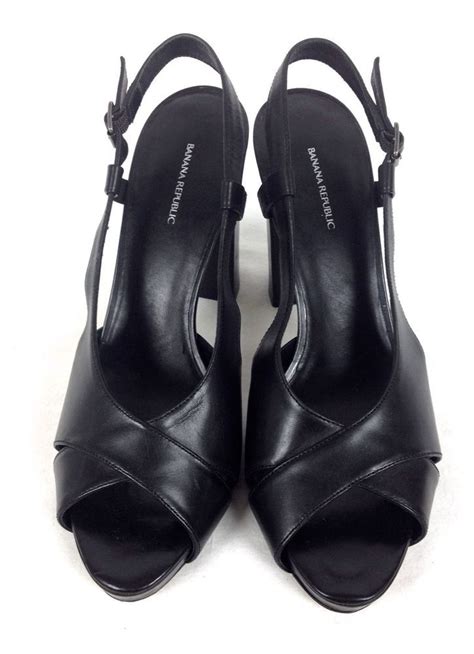 Banana Republic Shoes Black Leather Heels Womens Black Leather