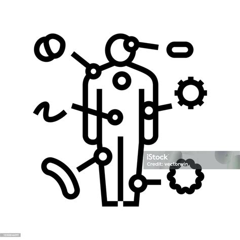 Autoimmune Disease Line Icon Vector Illustration Stock Illustration