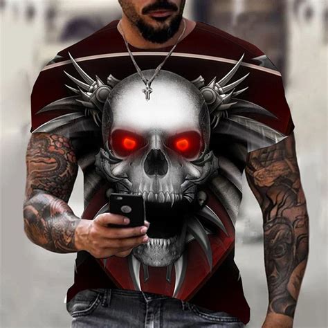 Cheap Mens T Shirt Summer Fashion Skull Theme 3d Men Cool Street Print