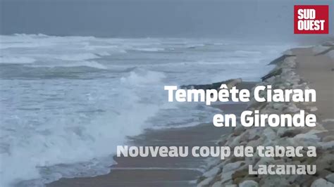 Vidéo Tempête Ciaran en Gironde à Lacanau des rafales de vent à 100