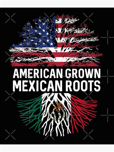 American Grown Mexican Roots Us And Mexico Flag Tree Art Print For