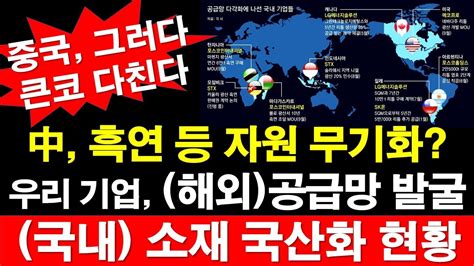 중국 흑연 등 자원 무기화 우리 기업 해외 공급망 발굴다변화 국내 소재 국산화 현황 중국 그러다 큰코 다친다