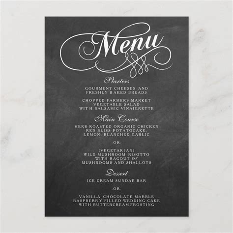 Elegant Chalkboard Wedding Menu Templates Zazzle